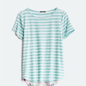 Pink Clover Teal and White Striped Top
